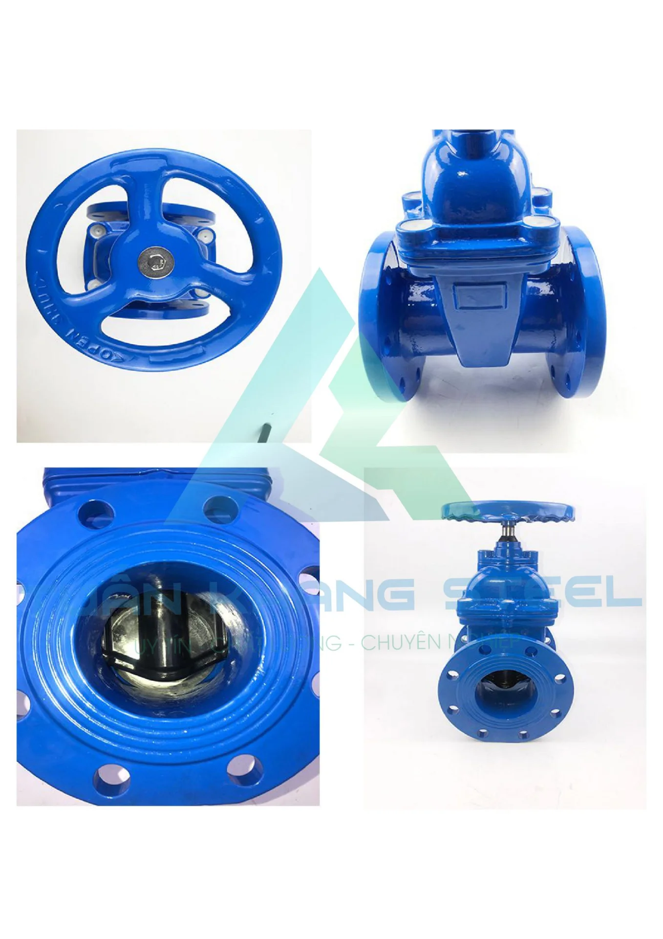 Van cổng ty chìm cánh cao su, màu xanh PN16