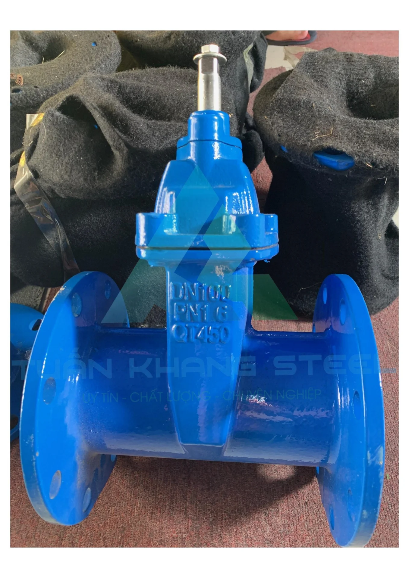 Van cổng ty chìm cánh cao su, màu xanh PN16