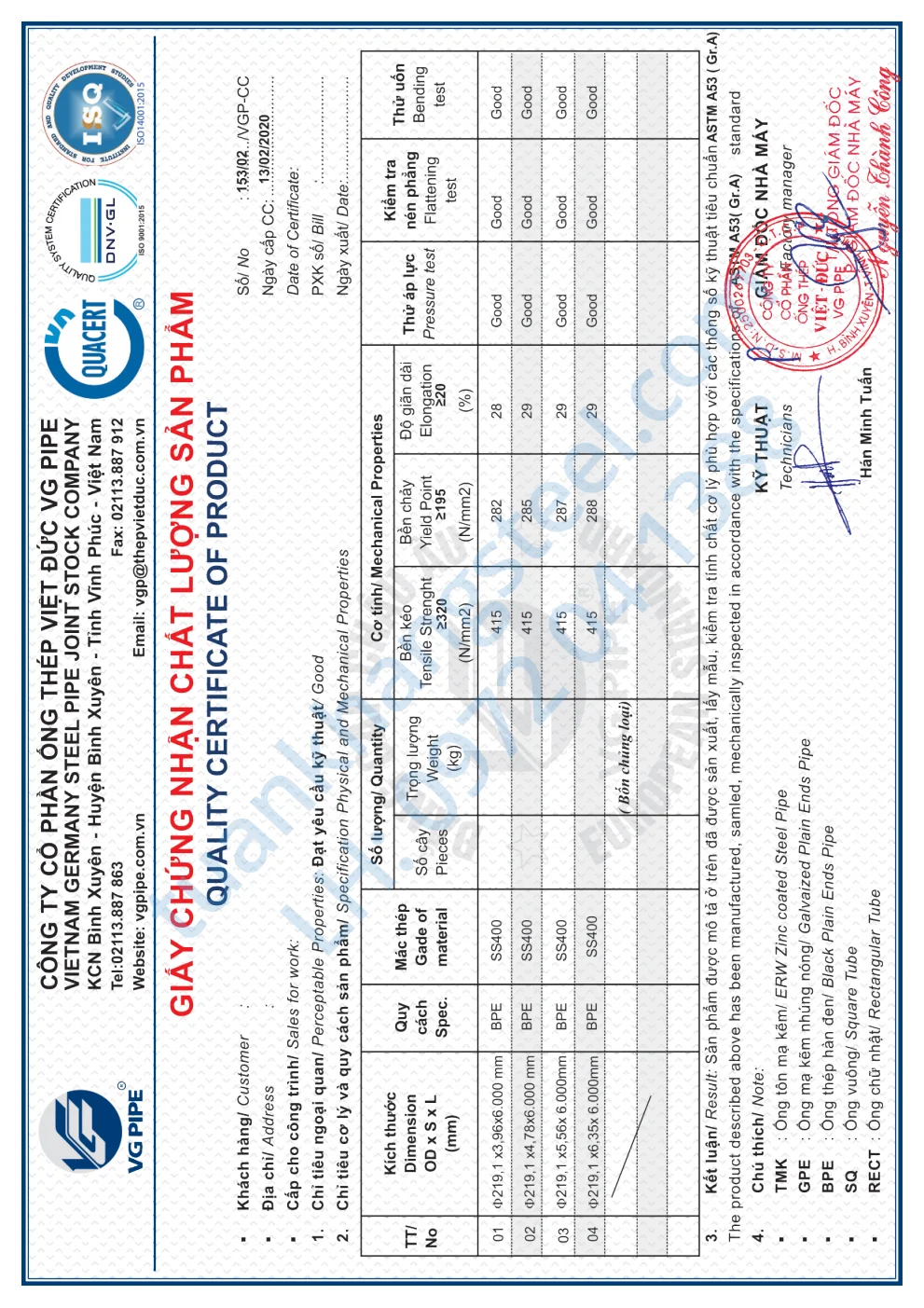 Hồ sơ năng lực Ống thép Việt Đức