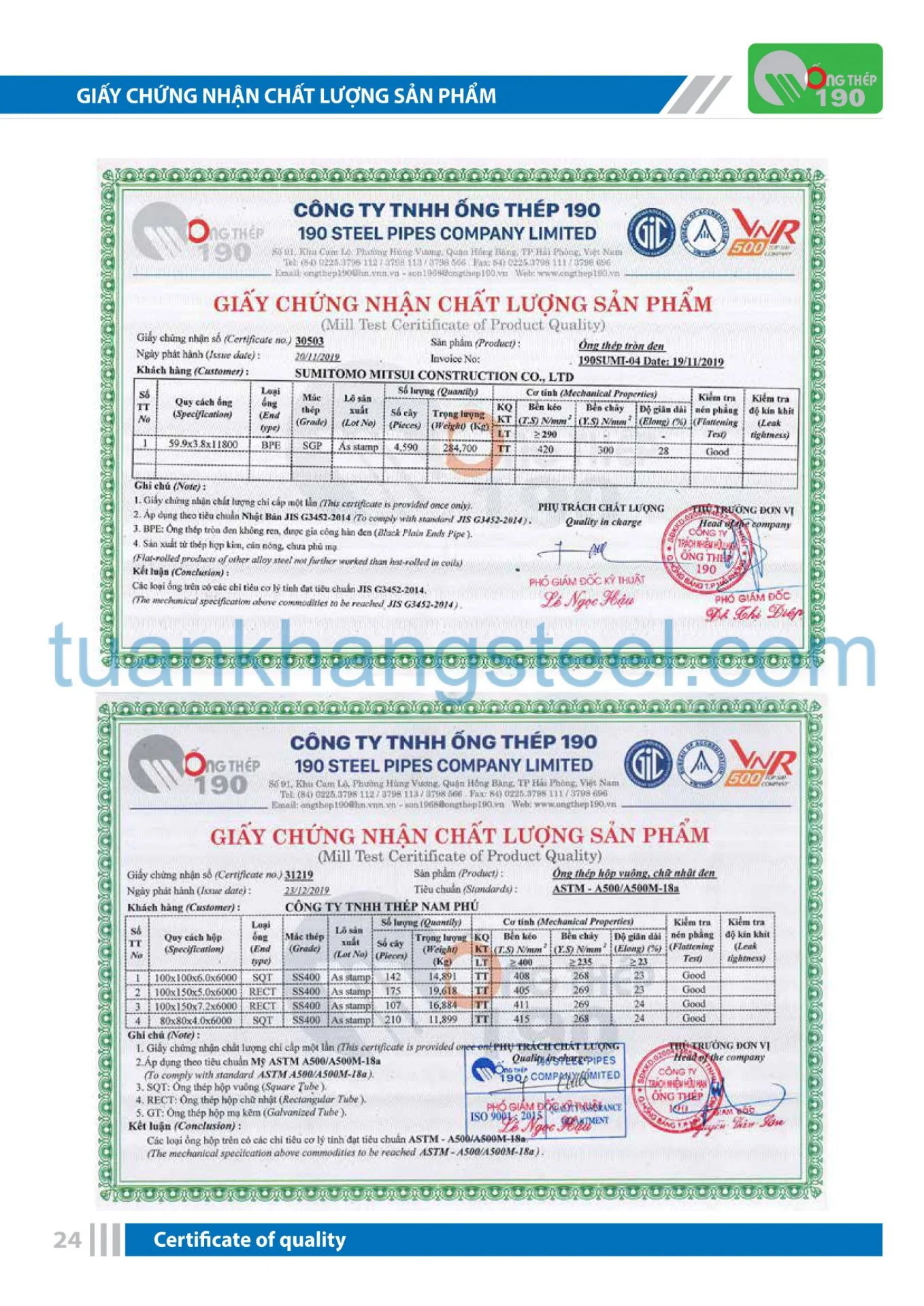 Catalogue Ống thép 190