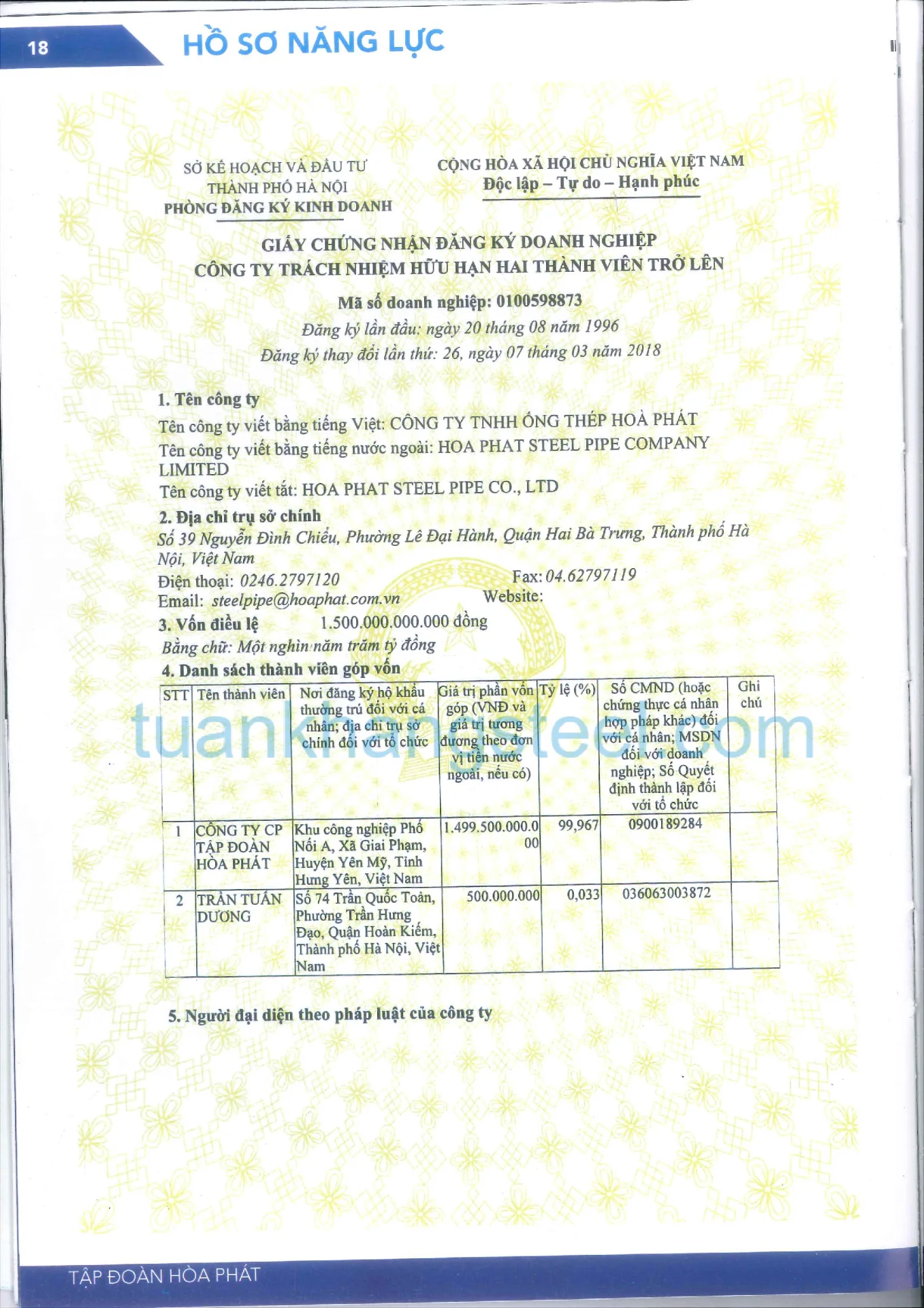 Hồ sơ năng lực Hoà Phát PDF mới nhất 2021