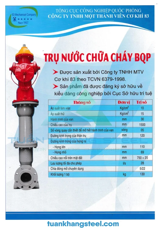 CATALOGUE Trụ cứu Hoả Bộ quốc Phòng | CATALOGUE Nhà máy Z183