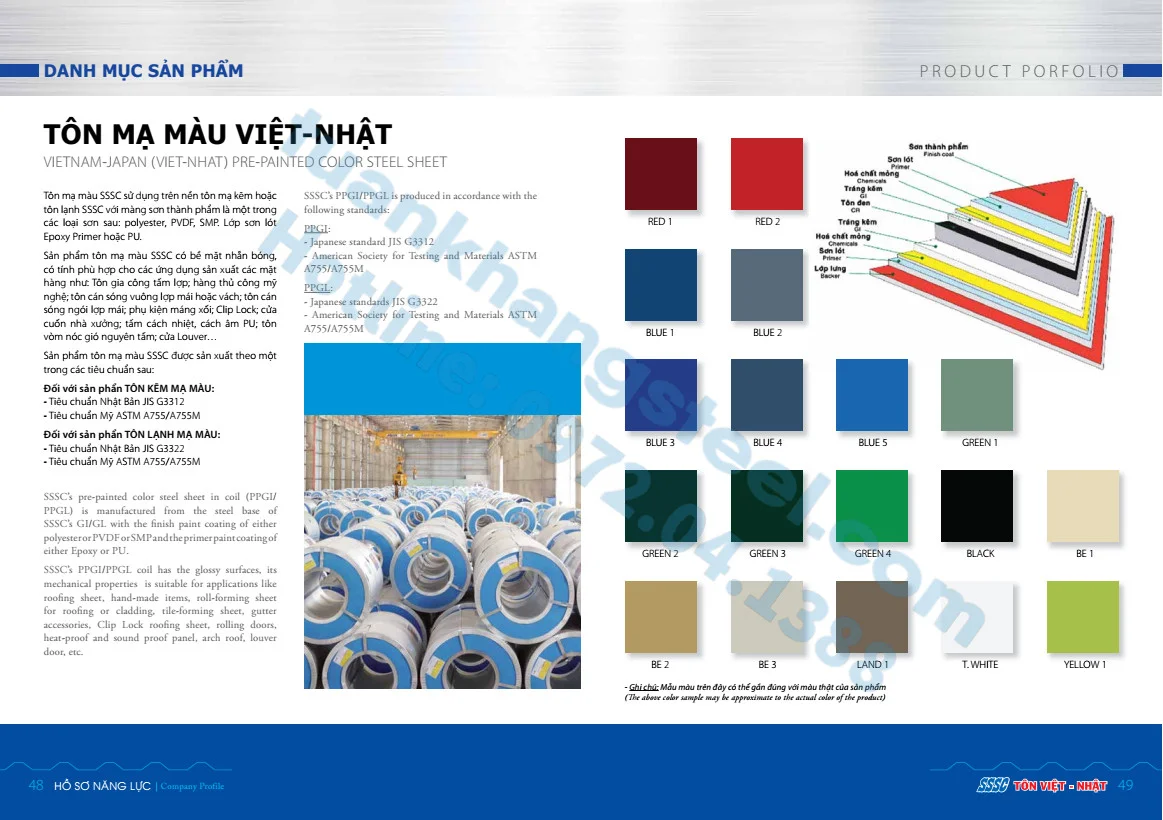Catalouge Tôn Phương Nam, Catalouge Tôn Việt – Nhật, Catalouge SSSC Tôn mạ kẽm – NH PDF | Hồ sơ năng lực Tôn Phương Nam, Tôn Việt – Nhật, TSSC Tôn mạ kẽm