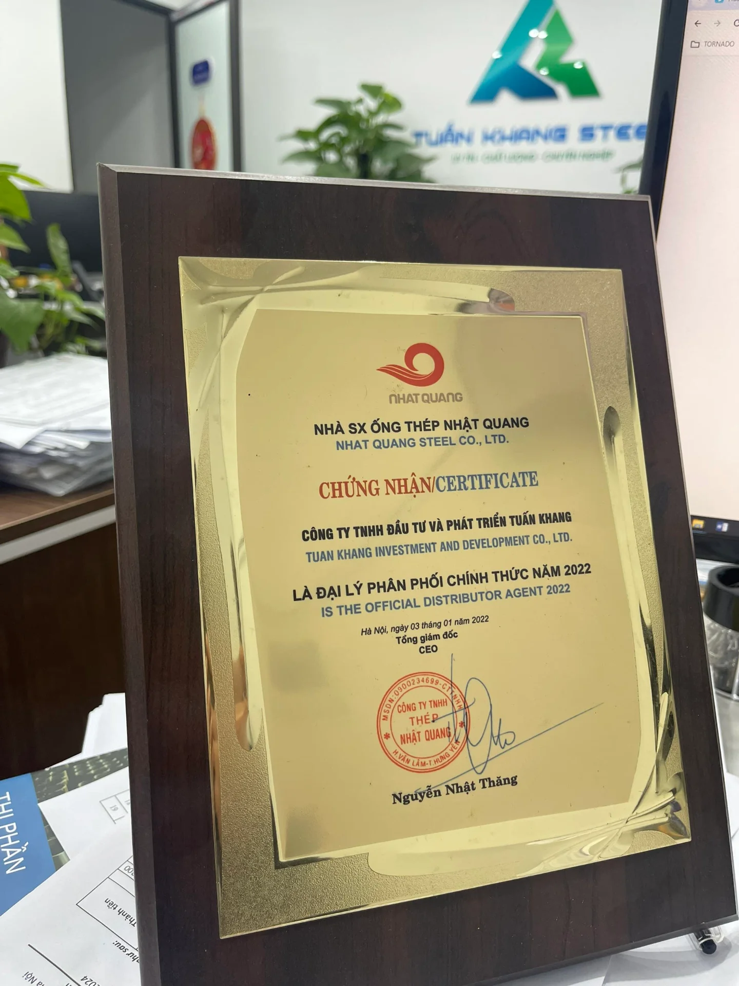 Chứng nhận chất lượng – Chứng chỉ xuất xưởng Ống thép, Hộp thép Nhật Quang | Certificate Of Product Quality SeAH