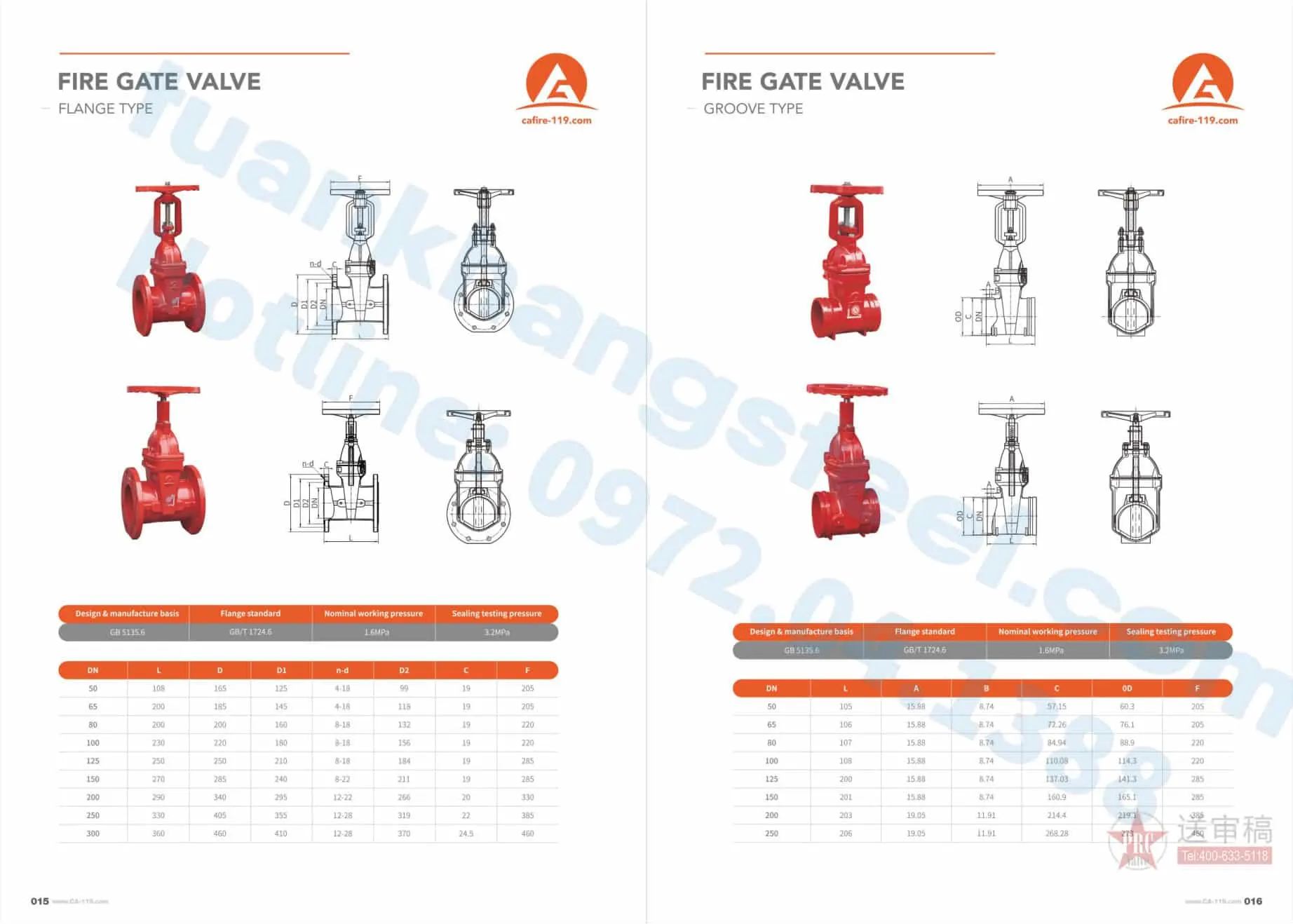 Catalogue Van Cổng tín hiệu điện, Van báo động hãng CA Fire 2024