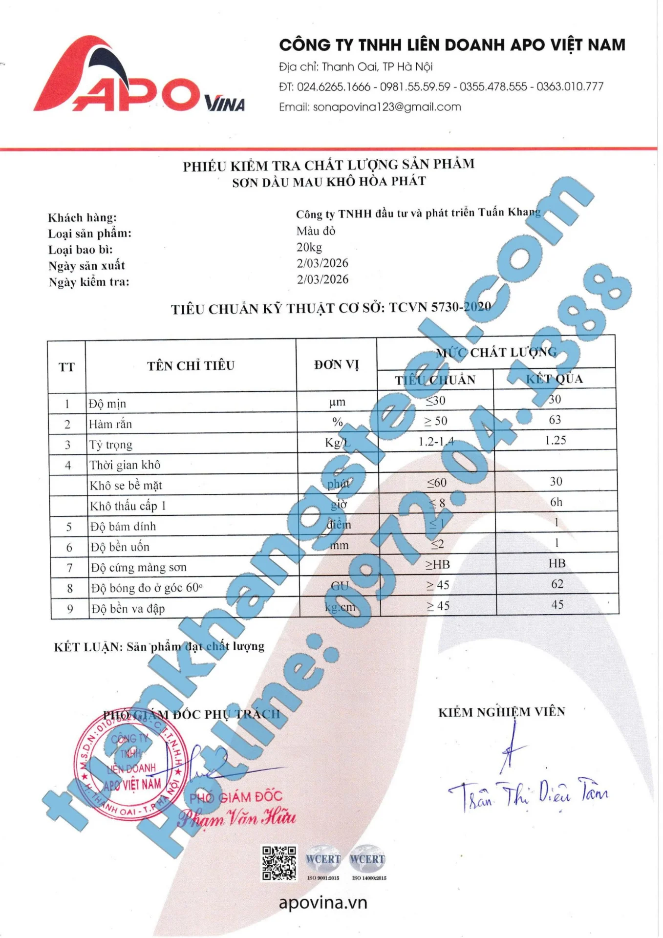 Kết Quả Thử Nghiệm Sơn Hòa Phát – Đánh Giá Chất Lượng Sơn Dầu Alkyd, Sơn Mạ Kẽm & Sơn Dầu Mau Khô