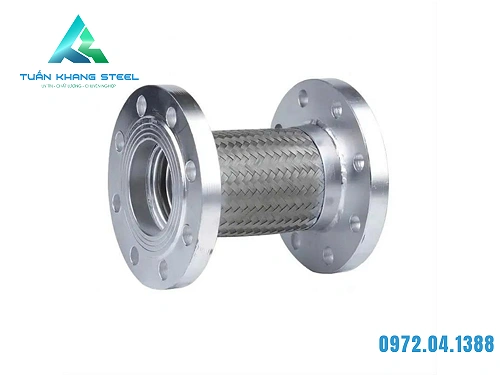Khớp lưới Inox 2 đầu bích thép L500mm – kết nối linh hoạt giữa các đoạn đường ống