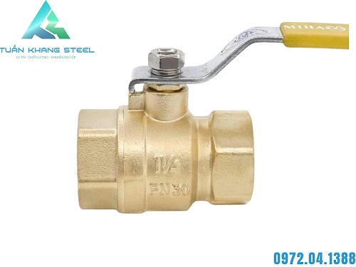 Van bi ren tay gạt DN8 GAS PN30 tay vàng – đóng mở dòng lưu chất bằng cơ cấu bi