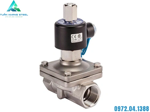 Van điện từ Chất liệu: Thân Inox Gioăng làm kín: NBR Chịu nhiệt: 0-80 độ C Áp lực: PN10 Kiểu kết nối: Nối ren trong Coil : Đúc – đóng mở dòng lưu chất bằng tín hiệu điện