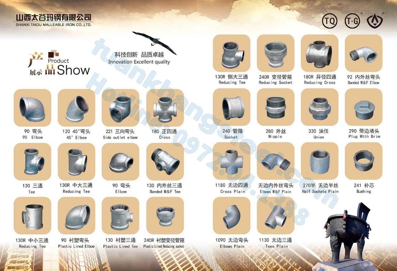Catalogue phụ kiện ren Shanxi Taigu mới 2026 – Đầy đủ quy cách, tiêu chuẩn và ứng dụng