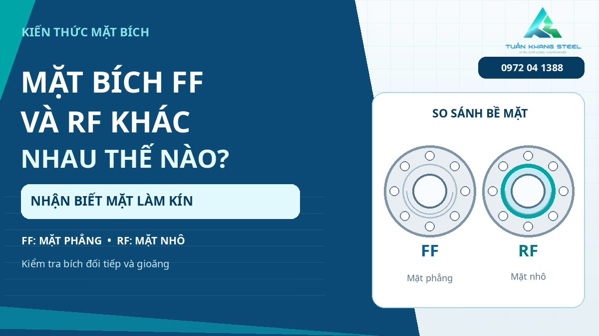 Mặt bích FF và RF khác nhau thế nào - sơ đồ mặt phẳng, mặt nhô và cách chọn gioăng Tuấn Khang Steel