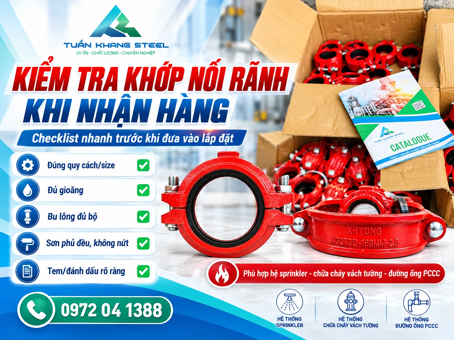 Checklist kiểm tra khớp nối rãnh khi nhận hàng