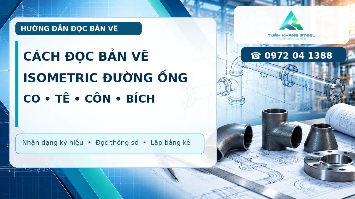 Cách đọc bản vẽ Isometric đường ống và cách xác định co tê côn mặt bích - Tuấn Khang Steel